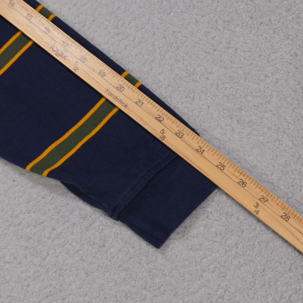 Levis Rugby Shirt Mens Large Relaxed Fit Green Striped Long Sleeve Polo - Picture 11 of 15